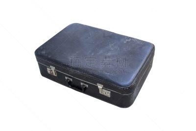 褐色,皮革,过时的,手提箱,分离着色,黑色,白色背景,凌乱,古董,水平画幅