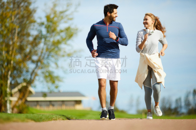 慢跑,早晨,活力,运动,一个人,环境,健康,公园,田径运动员,青年女人