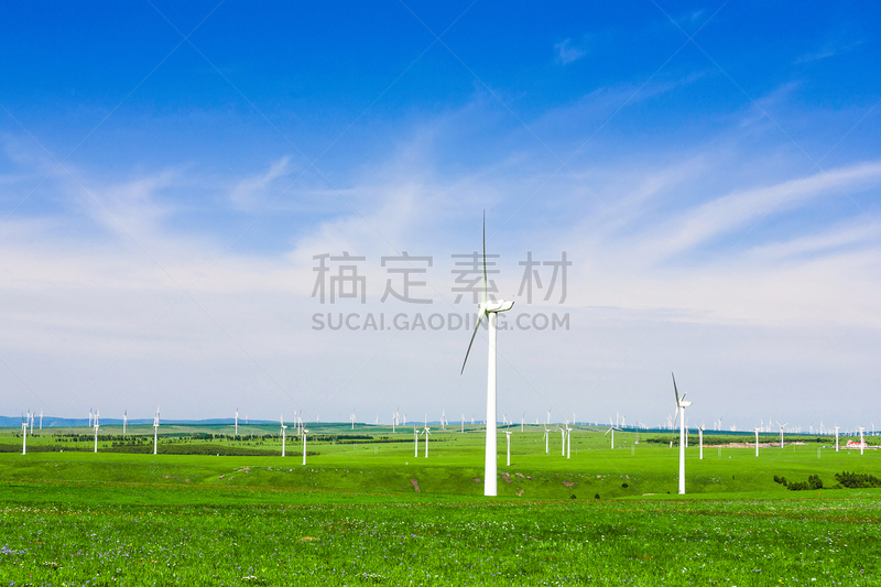 天空,草地,蓝色,风轮机,在下面,风,水平画幅,风力,能源,涡轮