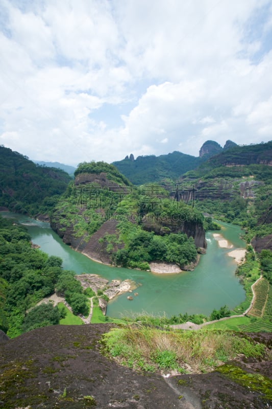 山,地形,垂直画幅,天空,美,夏天,福建省,户外,云景,树林