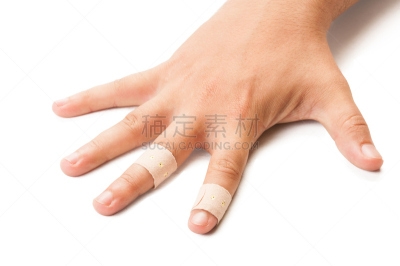 手,白色背景,身体受伤,水平画幅,拇指,人,健康保健,特写,仅男人