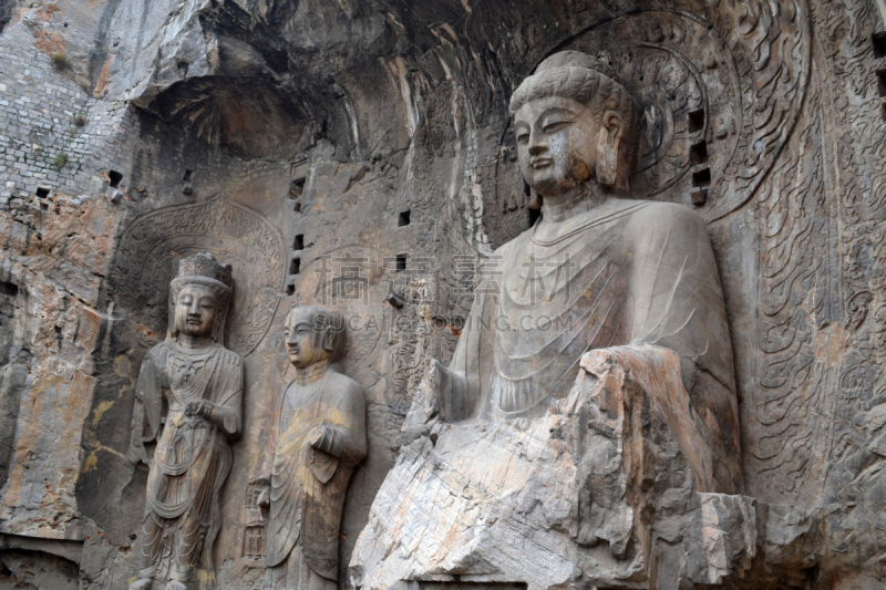 龙门石窟,山,佛,美因河,石灰石,光晕,洞室,洛阳,浮雕雕刻,小雕像