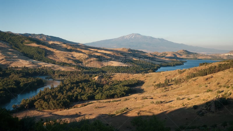 埃特纳火山,火山,恩纳省,水,天空,水平画幅,山,无人,巨大的,曙暮光