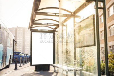 布告栏,公车站,留白,新的,公共汽车站,白色,彩色图片,布告,街道