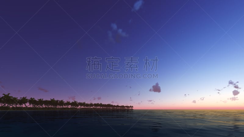 天空,夜晚,棕榈树,蓝色,三维图形,鸡尾酒,气候,休闲活动,绘画插图,早晨