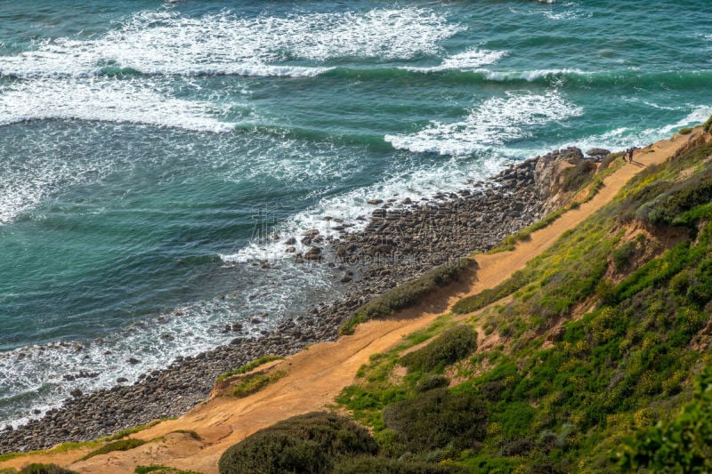 风景,bluff cove,旅途,南加利福尼亚,加利福尼亚,不关心,春天,海岸线,小路,波浪