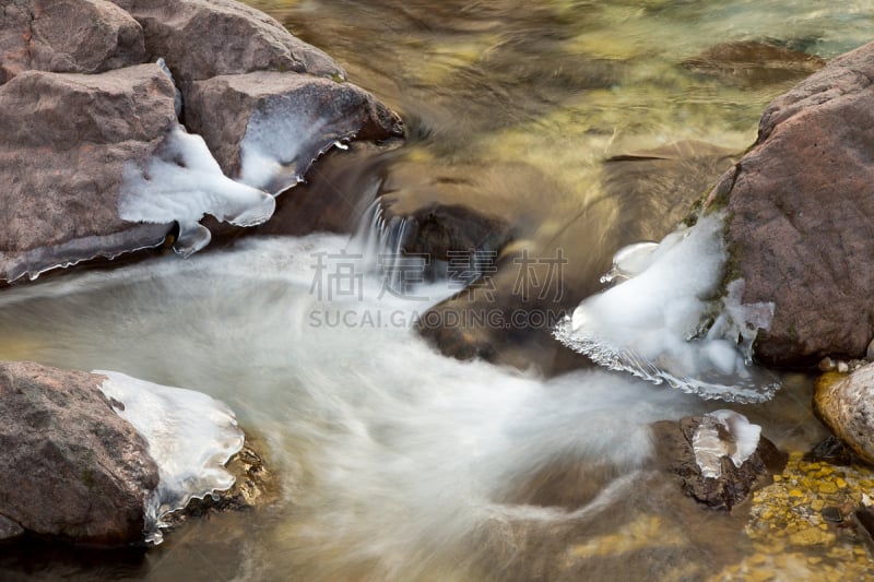 岩石,冰,冻结的,水,河流,净水河,冰瀑,冰晶,美,留白