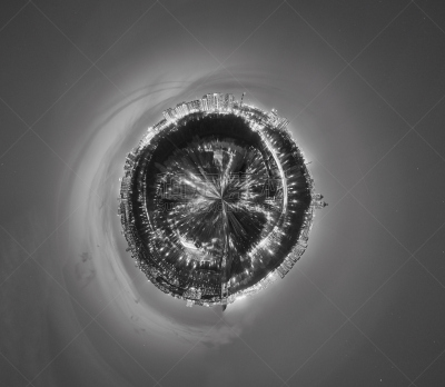 莫斯科,夜晚,全景,小星球的格式,城市扩张,日落时分,广角,球体,长的,黄昏