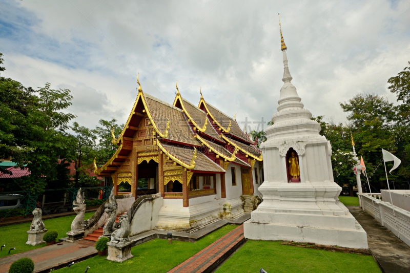 清迈省,寺庙,帕辛寺,拉那风景饭店,偏振光,季候风,天空,灵性,古老的,过去