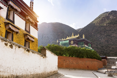 Gansu, China, October 4, 2017：Langmu Temple or Langmusi Monastery, located at Luqu county, 230 km from Xiahe, 530 km from Lanzhou (6 hours' drive), Gansu China, is a legendary place Padamasambhava Master got the demons subdued. Langmusi is not just a temp