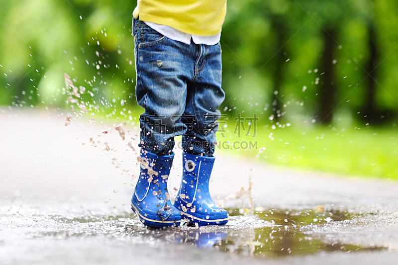 水坑,幼儿,水,学龄前,四肢,泥土,腿,夏天,靴子,雨