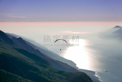 自由,山谷,宁静,一前一后,双人自行车,跳伞运动,高崖跳伞,降落伞,降落伞运动,克服困难