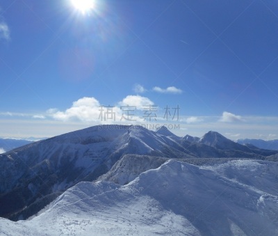 长野县,冬天,日本,八岳山,巴岳山,休眠火山,天空,里山,水平画幅,雪