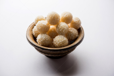食品,印度小吃拉杜,椰子,甜食,印度,在上面,传统节日,背景聚焦,选择对焦,奉承