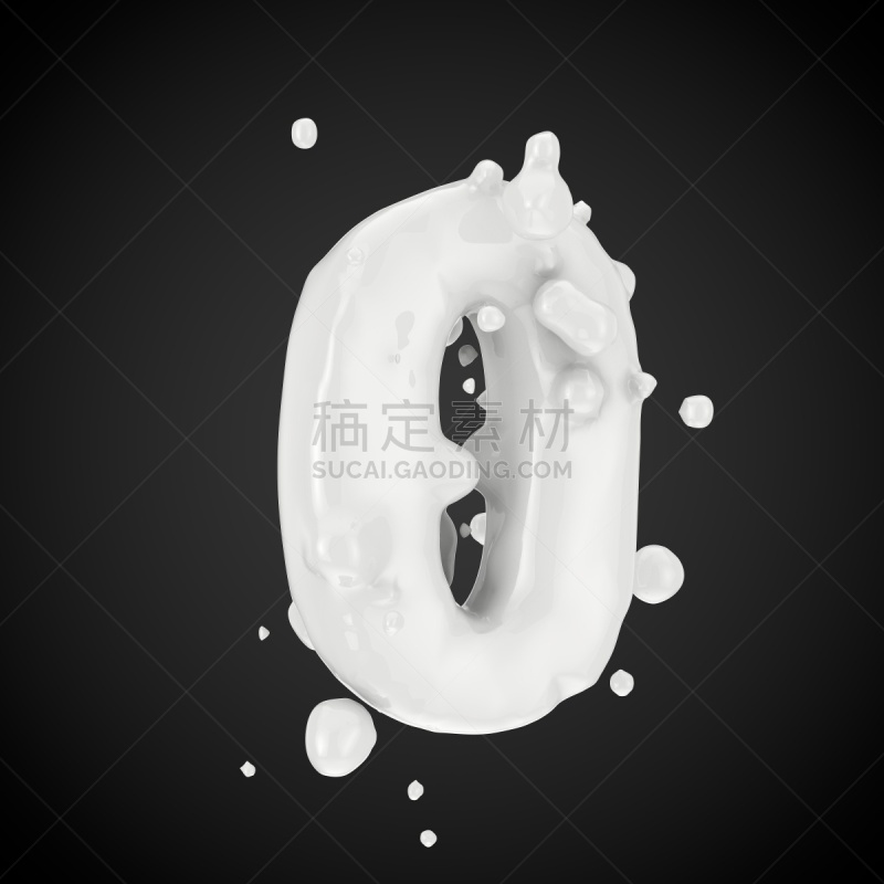 牛奶,三维图形,水滴,黑色背景,数字0,分离着色,洗礼盘,钙,饮料,奶制品