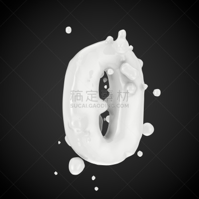 牛奶,三维图形,水滴,黑色背景,数字0,分离着色,洗礼盘,钙,饮料,奶制品