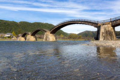 岩国,锦带桥,广岛县,本州岛中国地区,自然,水平画幅,山,木制,运河,日本