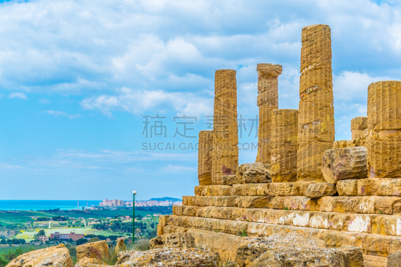 意大利,都市风景,阿格利真托,西西里,朱诺之庙,庙堂之谷,传统,城市生活,公园,围墙