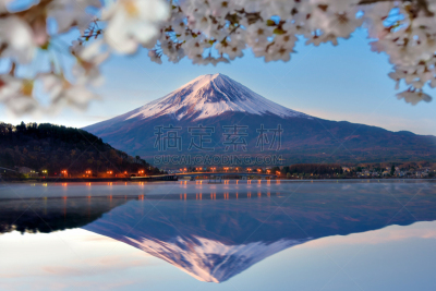 樱之花,枝,富士山,水,天空,美,水平画幅,樱花,樱桃,雪