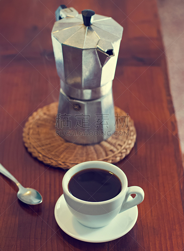 间歇泉,咖啡,滤压壶,垂直画幅,褐色,桌子,木制,无人,早晨,浓咖啡