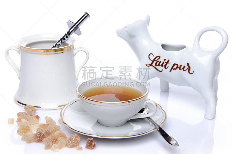 奶壶,糖,茶杯,芳香的,水平画幅,热饮,早晨,饮料,白色,瓷器
