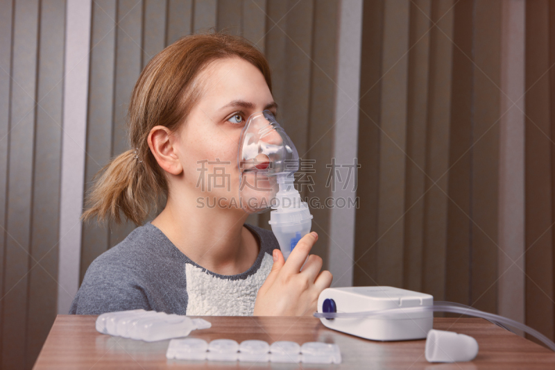 哮喘,雾化器,室内管弦乐队,成年的,仅成年人,青年人,呼吸系统,人类肺脏,支气管树