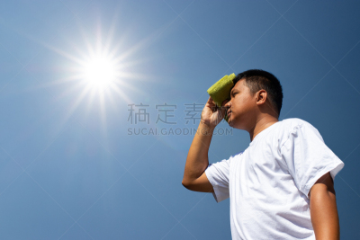 青年男人,热,肖像,温度,泰国,毛巾,烟雾,瓶子,晒黑