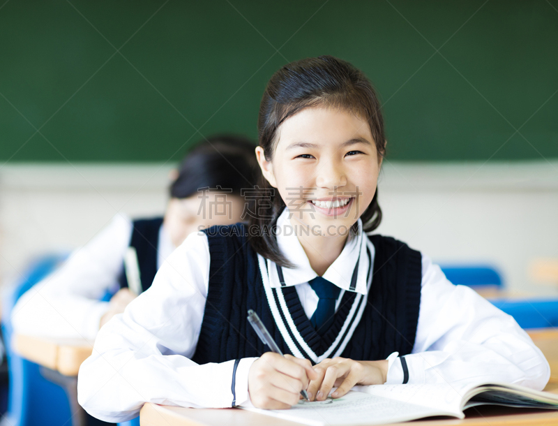 学生,教室,友谊,女孩,背景聚焦,女生,小学生,校服,学校用品,小学