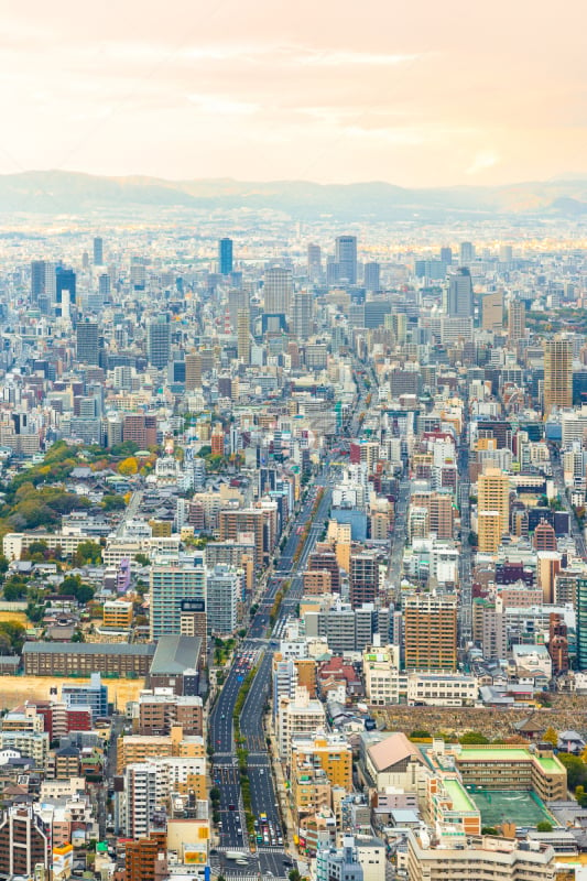 都市风景,大阪府,垂直画幅,旅行者,户外,现代,商业金融和工业,山,著名景点,通天阁