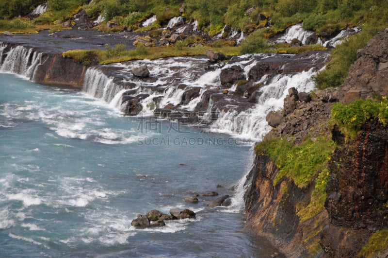 hraunfossar,冰岛国,自然,水平画幅,地形,瀑布,无人,户外,岛,著名景点