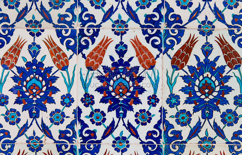 蓝色,瓷砖,土耳其,艺术,水平画幅,形状,墙,无人,符号,古老的