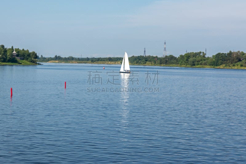 帆,船,伏尔加河,运动,游艇,风,波浪,河流,休闲活动,夏天