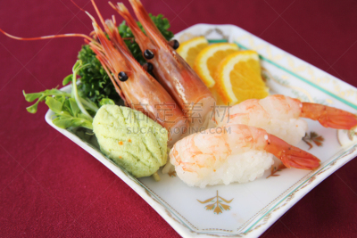 寿司,虾,海老寿司,江户时代,生鱼片寿司,煮食,水平画幅,无人,海产,特写