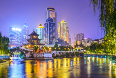 贵阳,城市天际线,水平画幅,建筑,夜晚,旅行者,户外,都市风景,亭台楼阁,商业金融和工业