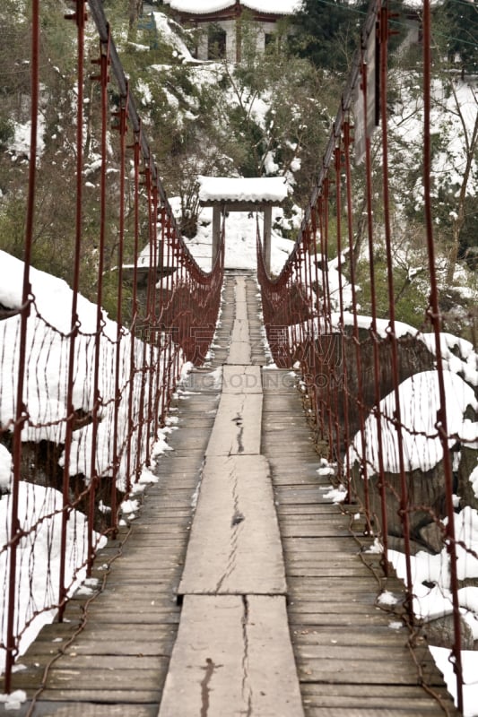 桥,过时的,四川省,双翼平旋桥,斜拉桥,花园路,垂直画幅,雪,无人,夏天