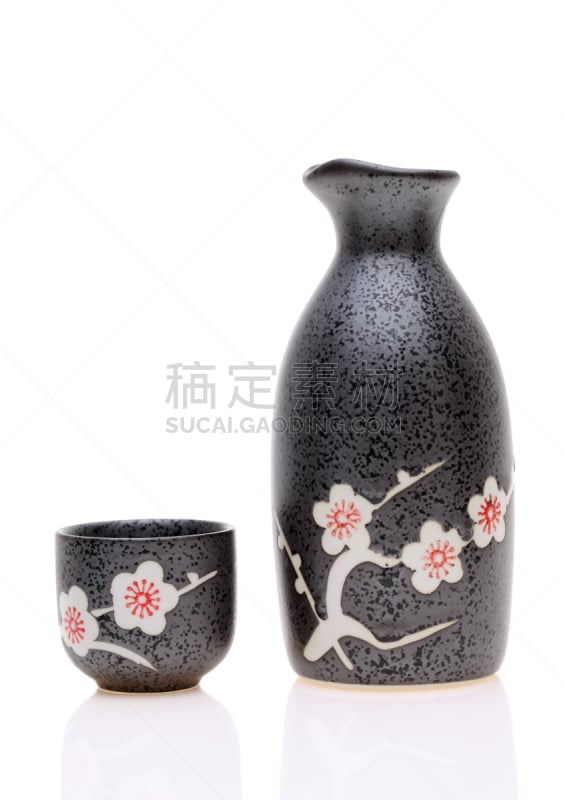 日本青酒,瓶子,杯,日本,日本酒壶,餐具,垂直画幅,葡萄酒,留白,樱花