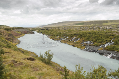 hraunfossar,冰岛国,停泊的,旷野,摩尔人风格,水平画幅,地形,岩石,瀑布,熔岩