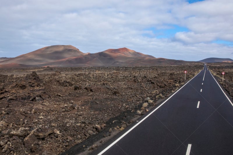 兰萨罗特岛,在活动中,熔岩平原,timanfaya national park,熔岩,路边,加那利群岛,地质学,水平画幅,大西洋群岛