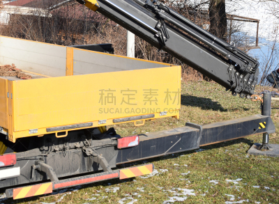 起重机,卡车,大特写,保险杠,水平画幅,拖车,林区,雪,液压支架,陆用车
