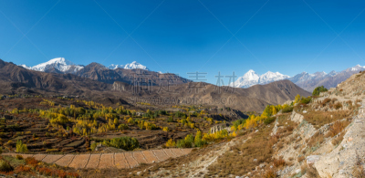 秋天,山,地形,自然,水平画幅,雪,无人,全景,喜马拉雅山脉,户外