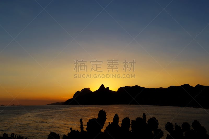 山,仙人掌,里约热内卢,背景,天空,水平画幅,大西洋,美洲,海滩,热带气候