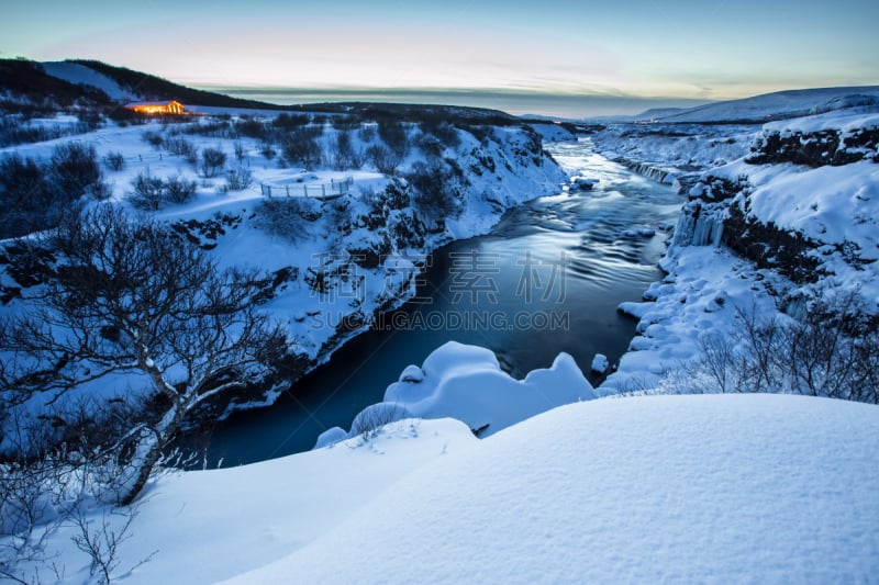 hraunfossar,冰岛国,冬天,瀑布,水,留白,著名景点,风景,蓝莓,北