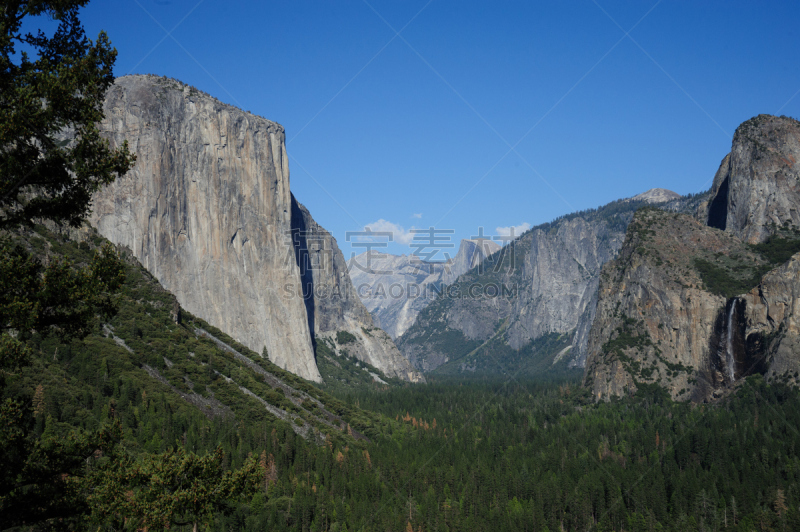 优胜美地山谷,风景,隧道,新娘面纱瀑布（优胜美地）,船长岩,半圆顶,梅丽波莎县,冰河,天空,林区