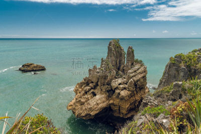 呼吸孔,石灰石,海洋,新西兰,薄饼岩,punakaiki,悬崖,名声,式样,旅途