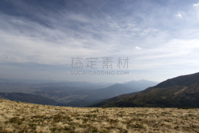 山,高原,巨大的,云,在上面,水平画幅,在边上,户外,草,云景