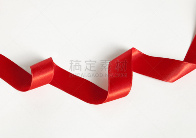 艾滋病警示丝带,红色,卷着的,闪亮的,白色背景,背景分离,纺织品,蝴蝶结,图像