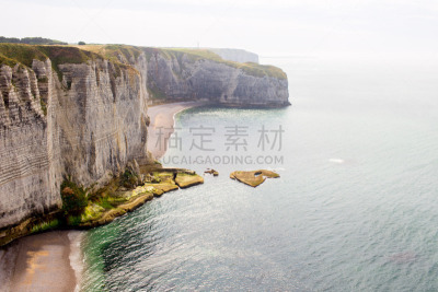 诺曼底埃特塔尔海滩,海岸线,悬崖,海滩,水平画幅,无人,2015年,户外,海洋,鹅卵石
