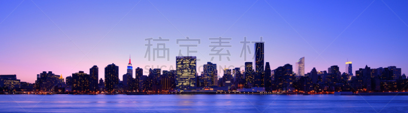城市天际线,曼哈顿,42街,曼哈顿时代广场,旅游目的地,水平画幅,建筑,夜晚,无人,全景