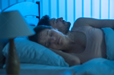 夜晚,床,女人,男人,舒服,梦想,床头柜,疲劳的