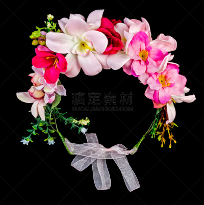 花环,分离着色,黑色背景,垂直画幅,美,边框,形状,王冠,古典式,夏天